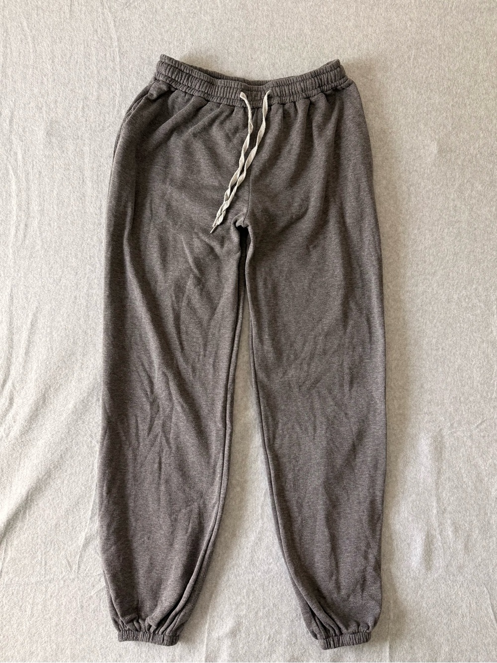 Gray Sweatpants Size L Jogger Lounge Pants Drawstring Elastic Cuff Casual Cozy